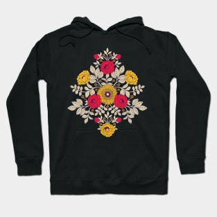 Modern Floral In Red, Yellow, Blue & White Hoodie